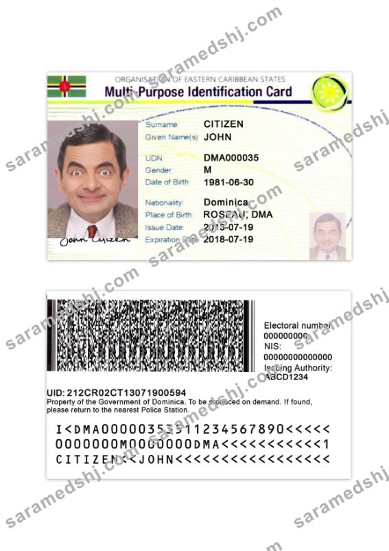 Eastern Caribbean States multi-purpose indentification card